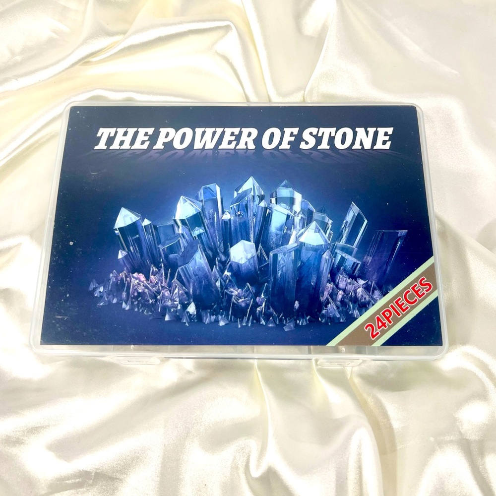 Rough Gemstone Rocks Collection Gift Set Box 24 Piece
